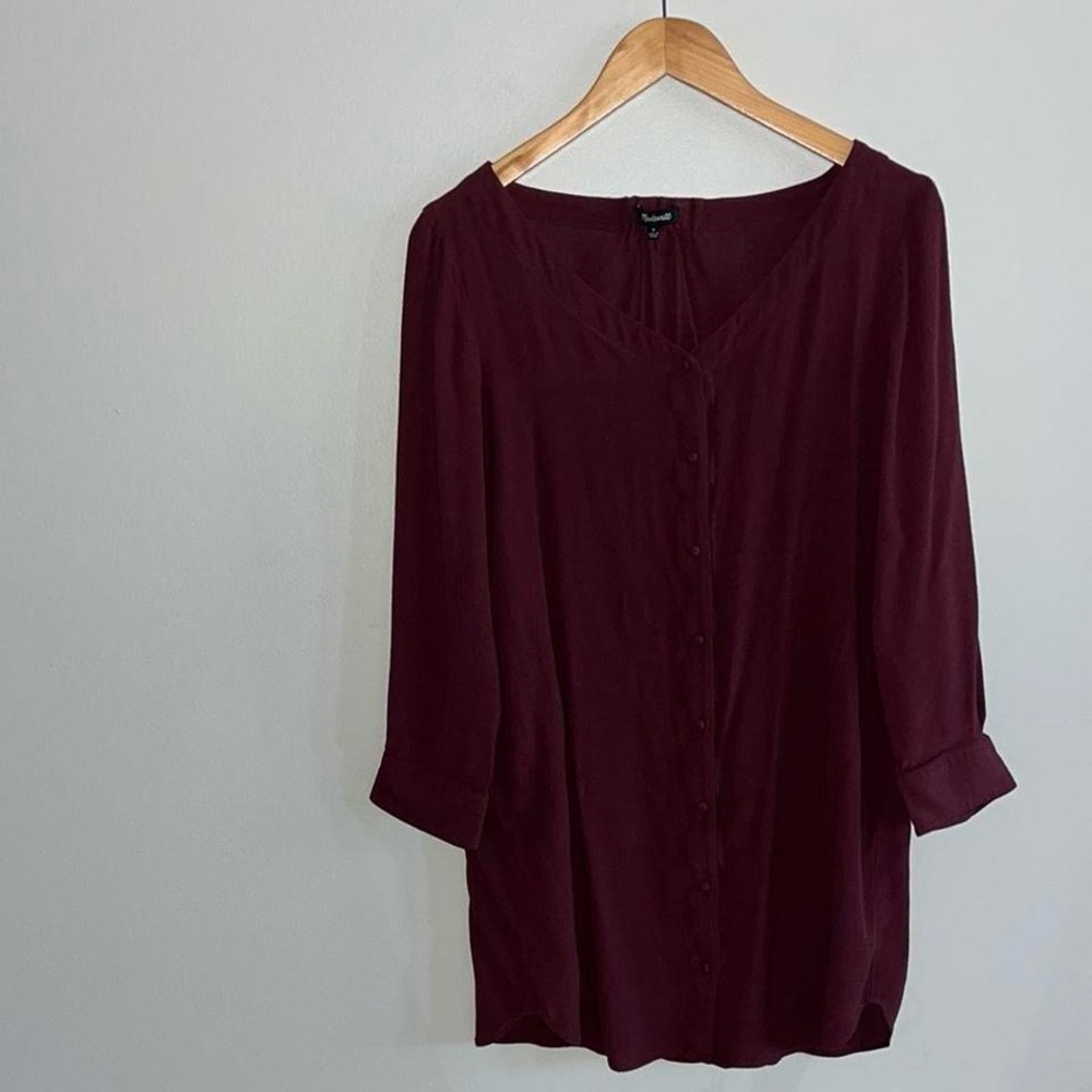 Madewell Red Tunic Button Down Top